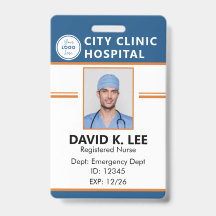 Custom Medical ID Badge | Registered Nurse RN Blue