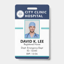 Custom Medical ID Badge | Registered Nurse RN Navy