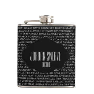 Custom Medical Terminology Hip Flask