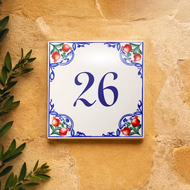 Custom Mediterranean House Number – Melograno Ceramic Tile (Creator Uploaded)