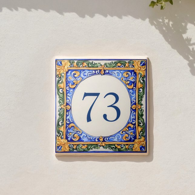 Custom Mediterranean Majolica Address Ceramic Tile (Creator Uploaded)