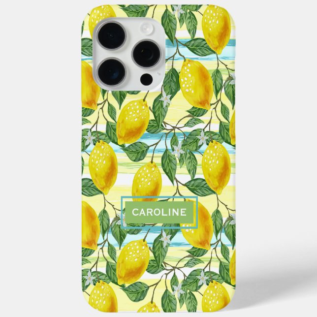 Custom Mediterranean Summer Lemon Fruit Pattern Case-Mate iPhone Case (Back)