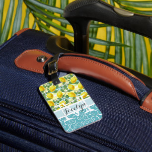 Custom Mediterranean Summer Lemon Fruit Pattern Luggage Tag