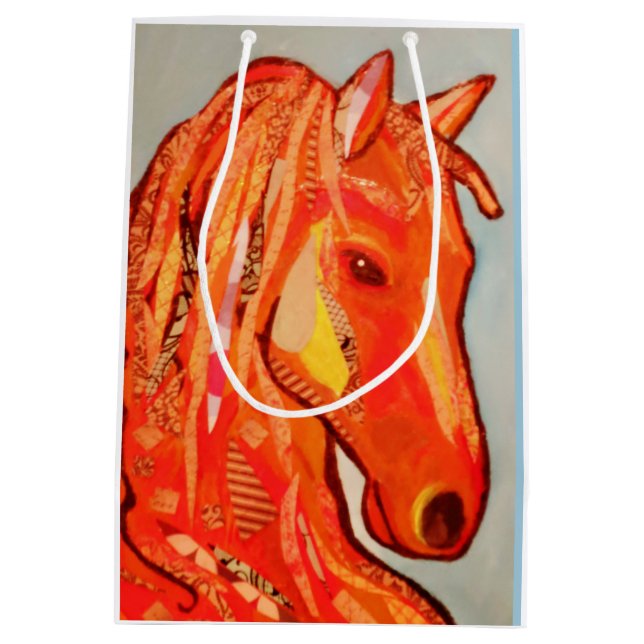 Custom Medium Gift Bag with Colourful Horse (Back)