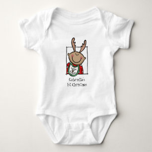 Custom Medium Skin Tone Baby's First Christmas Baby Bodysuit