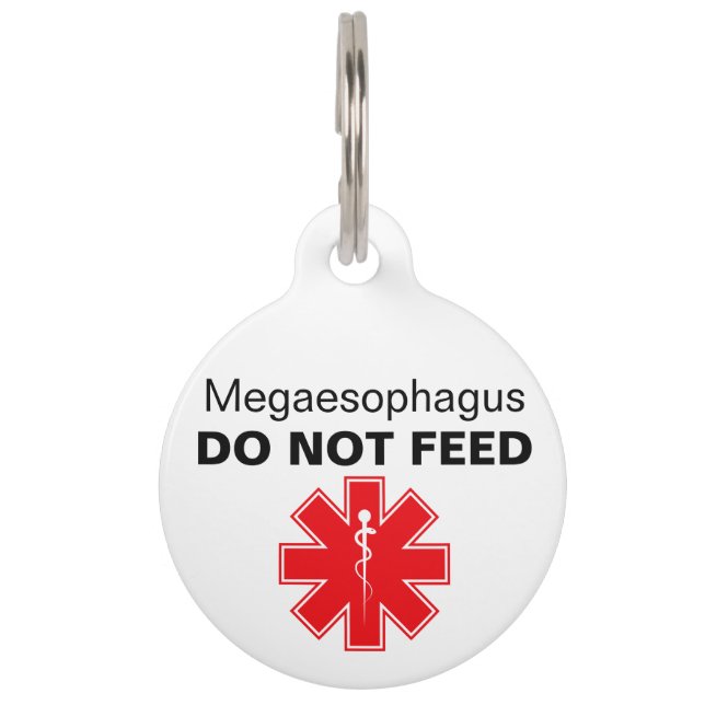 Custom Megaesophagus Do Not Feed Pet ID Tag (Front)