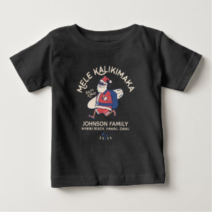 Custom Mele Kalikimaka Santa Hawaiian Christmas  Baby T-Shirt