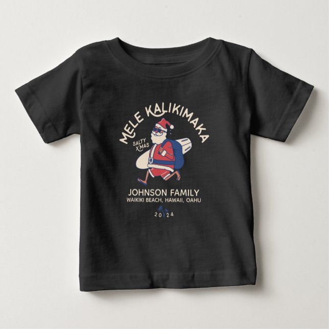 Custom Mele Kalikimaka Santa Hawaiian Christmas  Baby T-Shirt (Front)
