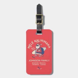 Custom Mele Kalikimaka Santa Hawaiian Christmas  Luggage Tag