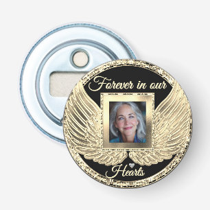 Custom Memorial Angel Wings Add Photo Bottle Opener