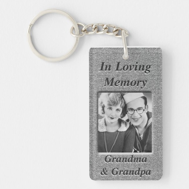 Custom Memorial Anique Silver Look Key Ring (Front)