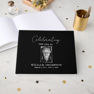 Custom Memorial Celebrating Life Of Photo Funeral  Guest Book