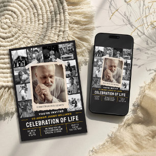 Custom Memorial Invite, Photo Collage Funeral Invitation