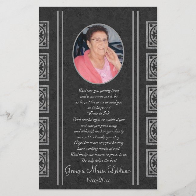 Custom Memorial Keepsakes Stationery (Front)