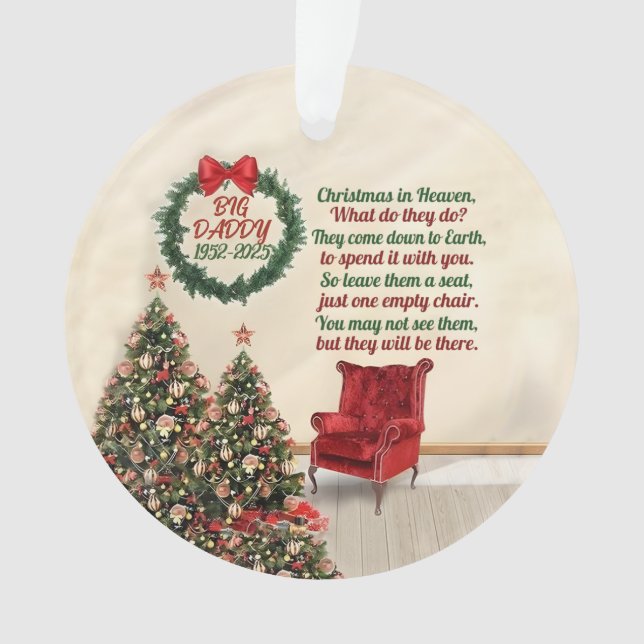 Custom Memorial Ornament Christmas In Heaven Memor (Front)