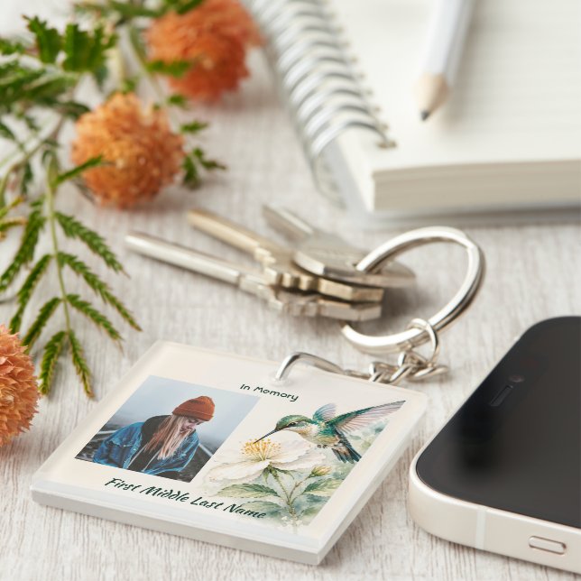 Custom Memorial Photo  Keepsake  Key Ring (Front Right)