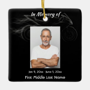 Custom Memorial Photo Motorcycle Biker Ceramic Ornament