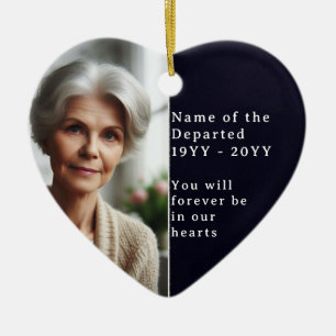 Custom Memorial Photo Psalm 23 Bible Remembrance Ceramic Ornament