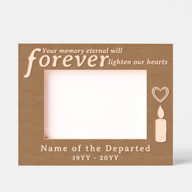 Custom Memorial Remembrance Hearts and Candle Etched Frames (Front)
