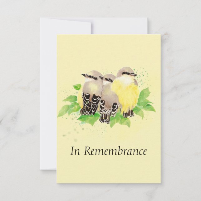 Custom Memorial Service Beautiful Bird Family Invitation (Front)