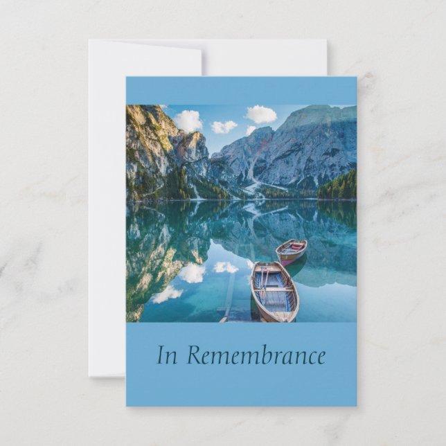 Custom Memorial Service Beautiful Mountain Lake Invitation (Front)