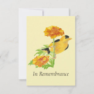 Custom Memorial Service Goldfinch & Marigold Invitation