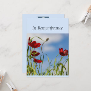 Custom Memorial Service Red Anemone Garden Flower Invitation