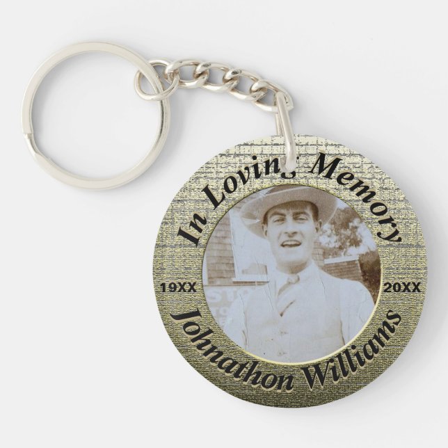 Custom Memorial Vintage Gold Look Key Ring (Front)