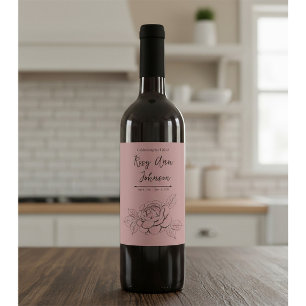 Custom Memorial Wine Label on Dusty Rose