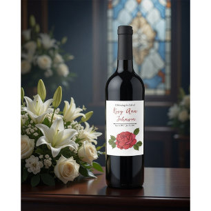 Custom Memorial Wine Label with a Rose