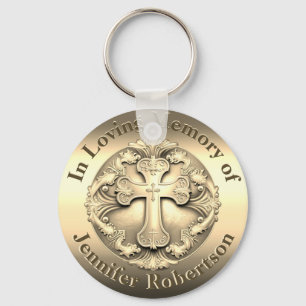 Custom Memorial with Cross Keychain