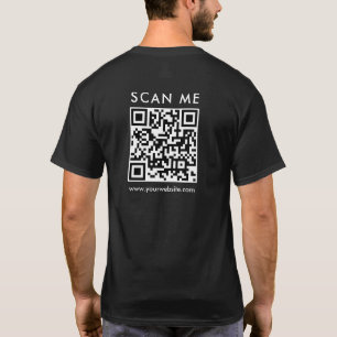 Custom Mens Business  QR Code Scan Me Back Print T-Shirt