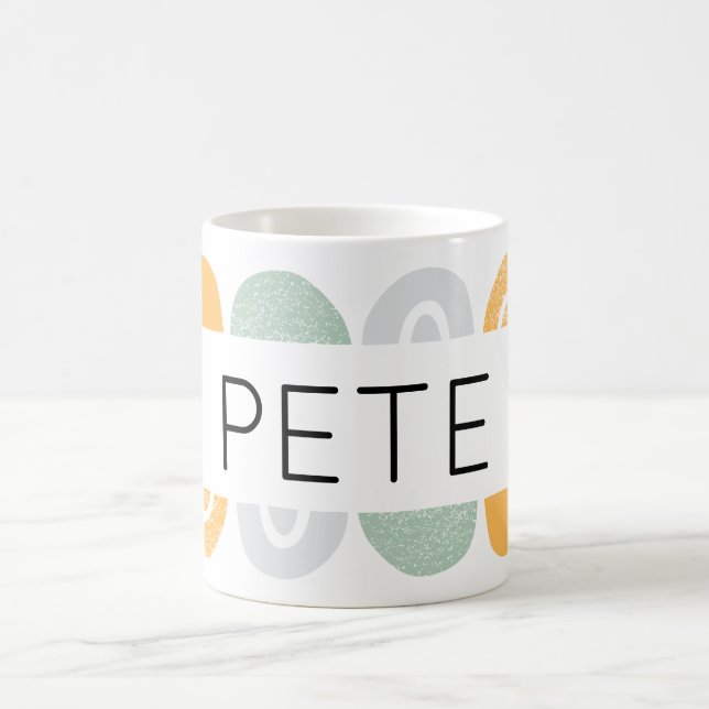 Custom Mens Name Mug Rainbow Neutral Coffee Cup (Center)