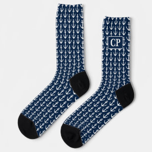 Custom men's socks with nautical anchor pattern
