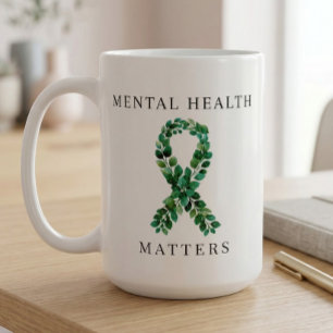 Custom Mental Health Matters Green Ribbon Coffee Mug