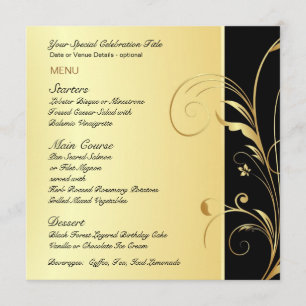Custom Menu Card for Birthday or Anniversary Party
