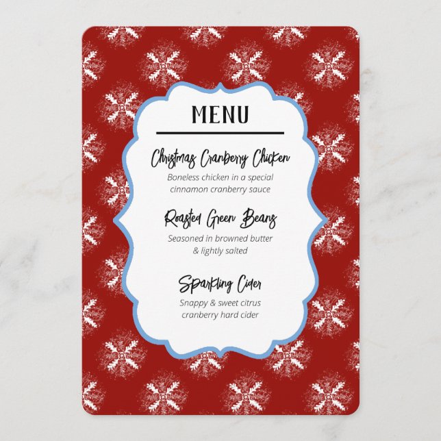 Custom Menu Flat Insert Card (Front)