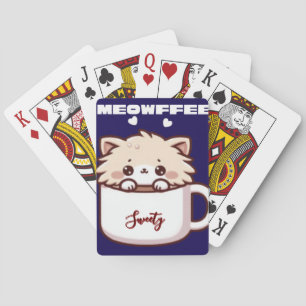 Custom Meowffee Cute Coffee Cat Playing Cards