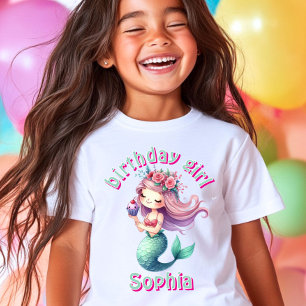 Custom Mermaid birthday name   T-Shirt