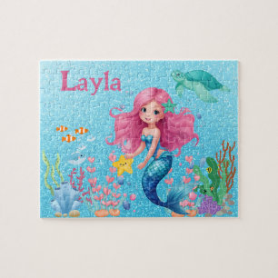 Custom Mermaid Child Name Puzzle 