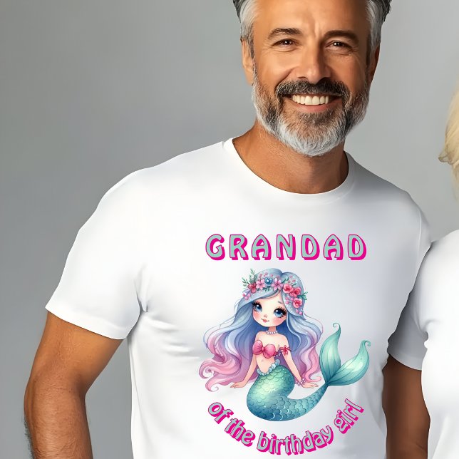 Custom mermaid Grandad of birthday girl T-Shirt (Creator Uploaded)
