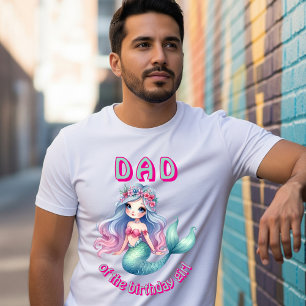 Custom mermaid mint dad of birthday girl T-Shirt