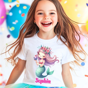 Custom Mermaid pink name   T-Shirt