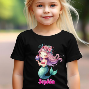 Custom Mermaid pink name T-Shirt