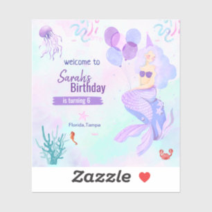 custom mermaid theme birthday girl purple 