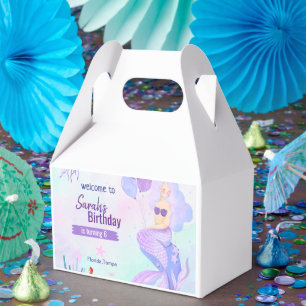 custom mermaid theme birthday girl purple favour box