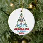 Custom Merry Chrismukkah Happy Hanukkah  Ceramic Ornament<br><div class="desc">Searching for great gifts for Chrismukkah,  Christmas or Hanukkah? Check out this item and our full collection of fun,  unique personalised items for that special someone in your circle.</div>