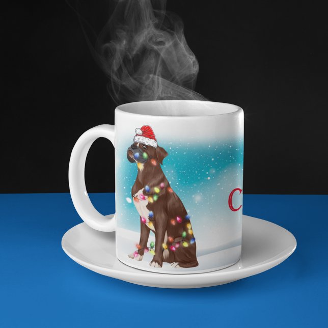 Custom Merry Christmas Boxer Dog Lover Cute Coffee Mug (Creator Uploaded)