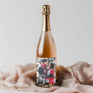 custom merry christmas , custom photo wine label 
