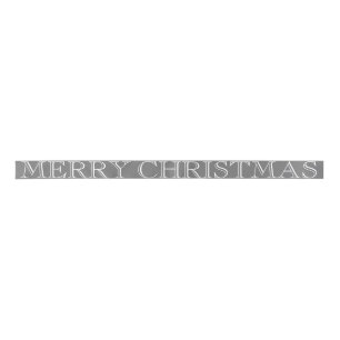 Custom Merry Christmas Elegant White Grey Satin Ribbon